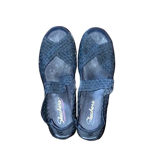 Skechers Walking Platform Slip on Mary Jane Open Toe Shoes Black size 8.5 - Picture 4 of 11